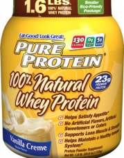 Pure Protein 100 %  Natural Whey Protein, Vanilla Creme, 1.6 Pounds