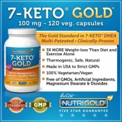 7-Keto 100mg, 120 Vegetarian Capsules (Recommended as #1 in Belly-Blasting Weight-Loss Supplements)