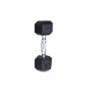 Cap Barbell Rubber Coated Hex Dumbbell with Contoured Chrome Handle (5-Pound)