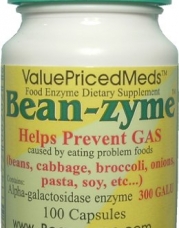 Bean-zyme Anti-Gas Digestive Aid, 100 Capsules, Food Enzyme Dietary Supplement