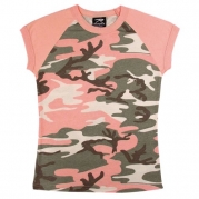 Women's Subdued Pink Camo S/s Raglan T-shirt (Medium)