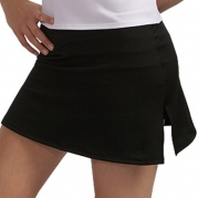 A-Line Tennis Fitness Skirt with Shorts and Slits (Medium, Black)