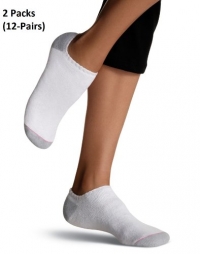 Hanes Women's Athletic No-Show Socks 6-Pack 650/6-5-9-2 Pack White