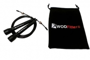 WODFitters Ultra Speed Cable Jump Rope for Crossfit Training * Great for Double Unders, Triple Unders, RX WODs or Speed Jumping * 10 Foot, Adjustable to 9 Ft or 8 Ft, Works for Men, Women and Children * with Carrying Case *Latest Model * Super Fast, Ergon