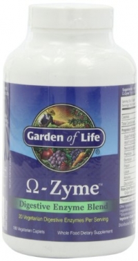 Garden of Life Omega-Zyme Digestive Enzyme Blend, Caplets, 180-Count Bottle