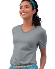 Hanes Relaxed Fit Women's ComfortSoft® V-neck T-Shirt, XL-Light Steel