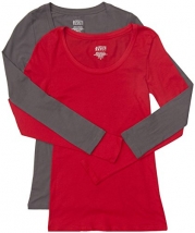 2 Pack Active Basic Women's Basic Scoop Neck Tops Small Gray, Red