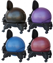 Isokinetics Inc. Brand Adjustable Back Exercise Ball Chair - Purple 52cm Ball - Exclusive: Office size 60mm/2.5 wheels (versus 50mm/2 wheels used on other brands) - w/Starter Pump and Ball Measuring Tape