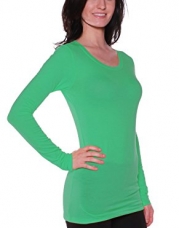 Active Basic Athletic Fitted Plain Long Sleeves Round Crew Neck T Shirt Top,Small,Green