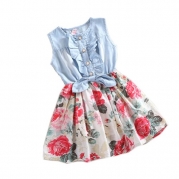 Urparcel Baby Girl Tutu Denim Dress Short Sleeve Lace Princess Party Skirts 1-6y (1-2years, Beige)