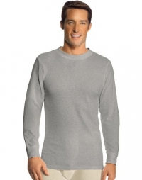 Hanes Mens Cotton Thermal Crew Neck Long Underwear Shirt, Small, Gray