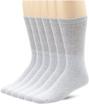Hanes Active Crew Socks, 6 pack (Sock 10-13/Shoe 6-12/Grey)