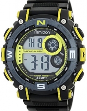 Armitron Sport Men's 40/8284YLW Large Metallic Yellow Accented Black Resin Strap Chronograph Digital Watch