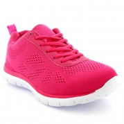 Womens Get Fit Mesh Running Gym Shoes Trainers Athletic Walk Sport Run - Fushia - 6