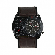 Brown Fashion Men Military Army Leather Band Sports Quartz Wrist Watch