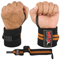 Weight Lifting Training Wrist Wraps For Wrist Support (Black/Orange)