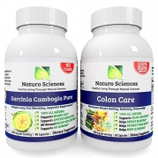 Garcinia Cambogia and Colon Care Combo - By Naturo Sciences - Ultimate Weight Loss Solution Combo Set - Colon Care - Super Strength Diet Detox for the Body and Brain - 1800mg Proprietary Blend Per Serving, 30 Servings, 60 Capsules - PLUS - Garcinia Cambog