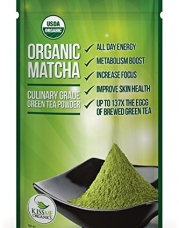 Kiss Me Organics - Matcha Green Tea Powder - ORGANIC - All Day Energy - Green Tea Lattes - Smoothies - Baking - Improved Hair & Skin Health- Metabolism Boost - Antioxidant Rich - Now From Japan!