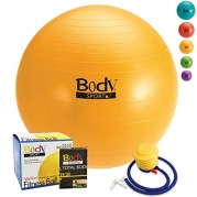 Fitness Ball - Improve Balance On This Stability Ball - Strengthen Your Core Exercise Ball - Perfect Desk Chair For Home Or Work Office - Great Yoga Ball And For Pilates - Pump & Exercise Guide Included - Yellow (65 cm)