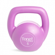 Tone Fitness Vinyl Kettlebell, 5-Pound, Pink