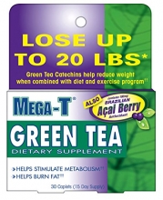 Mega-T Green Tea Dietary Supplement with Acai Berry, 30 Caplets  (Pack of 6)
