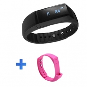 Forestfish(TM) Bluetooth Sync Smart Bracelet Sports Fitness Tracker Smart Wristband Sleep Monitor Calorie Counter Fitness Band (with Pink Band)