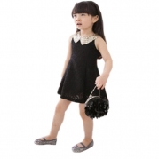 Urparcel Baby Girl Tutu Denim Dress Short Sleeve Lace Princess Party Skirts 1-6y (1-2years, Black)