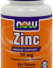 Now Foods Zinc Gluconate 50mg Tablets, 250-Count