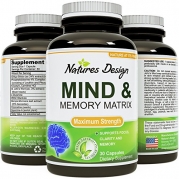 Mind and Memory Matrix 30-count - Ginko Biloba and St. John's Wort - Enhance Brain Function and Mental Alertness - Supports Focus and Clarity - Superior Brain Function - Guaranteed By Natures Design