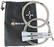 WOD Nation Speed Jump Rope. Blazing Fast Rope for Endurance training for Sports like CrossFit, Boxing, MMA, Martial Arts or Just Staying Fit. Fully Adjustable to Fit Men, Women and Children. GREY