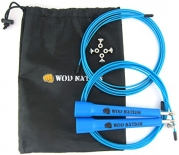 WOD Nation Speed Jump Rope. Blazing Fast Rope for Endurance training for Sports like CrossFit, Boxing, MMA, Martial Arts or Just Staying Fit. Fully Adjustable to Fit Men, Women and Children. BLUE