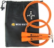 WOD Nation Speed Jump Rope. Blazing Fast Rope for Endurance training for Sports like CrossFit, Boxing, MMA, Martial Arts or Just Staying Fit. Fully Adjustable to Fit Men, Women and Children. ORANGE