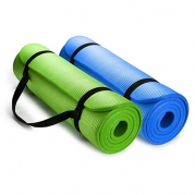 HemingWeigh 1/2-Inch Extra Thick High Density Exercise Yoga Mat with Carrying Strap (2 Pack Combo)