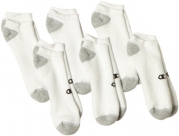 Champion Men's 6 Pack No Show Socks, White/Grey Head/Black, 10-13 (Shoe Size 6-12)