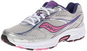 Saucony Women's Cohesion 8 Running Shoe,Silver/Navy/Pink,5 M US