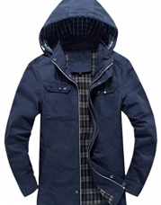 WantDo Mens Fashion Winter Windbreaker Jackets Blue (JK01) US Large