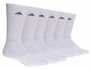adidas Men's 6-Pack Crew Sock, White/Black, Sock Size 10-13, Shoe Size 6-12