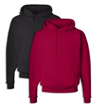 Hanes P170 Mens EcoSmart Hooded Sweatshirt Small 1 Black + 1 Deep Red