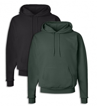Hanes P170 Mens EcoSmart Hooded Sweatshirt Small 1 Black + 1 Deep Forest