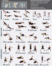 Bodyweight Exercise Poster - Total Body Workout Poster- Personal Trainer Fitness Program for Men - Home Gym Poster - Sculpts Core, Abs, Legs, Glutes & Upper Body - Bodyweight Training Routine