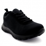Womens Get Fit Mesh Running Gym Shoes Trainers Athletic Walk Sport Run - Black/Black - 5