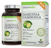 NatureWise Garcinia Cambogia Extract with Vcaps Plus for Immediate Release, HCA Appetite Suppressant and Weight Loss Supplement, 500 mg, 90 count