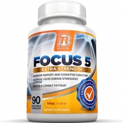 BRI Nutrition Focus5 - Patented & Proven Results - 100% Natural Focus Formula - Pure and Potent Brain Function Booster Supplement - 90 Veggie Capsules - With Vitamins, Minerals, Herbs and Nootropics