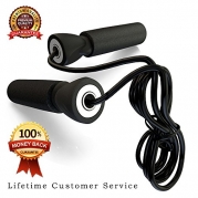 Best Crossfit Jump Rope for Men, Women & Kids - Adjustable Weighted Bungee Cable Speed Skipping Rope For Exercise, Tone, Fitness Workouts, MMA, UFC & Boxing - Superior to Wire, Beaded & Chinese Ropes