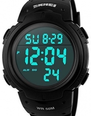 CakCity Military Men's Sport Simple Design Digital LED Screen Large Numbers Black Waterproof Casual Watch