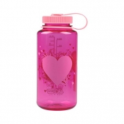 Nalgene Wide Mouth Water Bottle, 1-Quart, Pink Heart