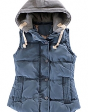 Cloudy Arch Women's Winter Outwear Vest Detachable Hood Waistcoat, US XS, Asian L, Blue