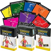 Suspension Exercise Cards TRI Pack by Stack 52. For TRX and Woss Trainer Straps. Suspended Bodyweight Resistance Workout Game. Video Instructions Included. Fun at Home Fitness Training Program.