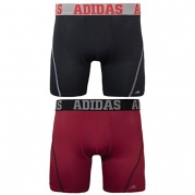 adidas Men's Sport Performance Climacool Boxer Brief Underwear (2-Pack), (Black/Grey)/(Real Red/Black), Small