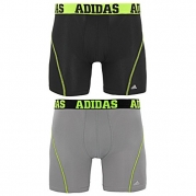 adidas Men's Sport Performance Climacool Boxer Brief Underwear (2-Pack), Black/Semi Solar Slime-Light Onix/Black, Small/Waist Size 28-30